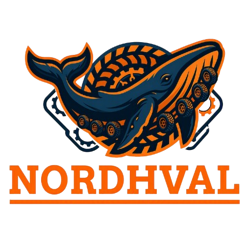 Nordhval-logoen: en hval med dekk langs buken
